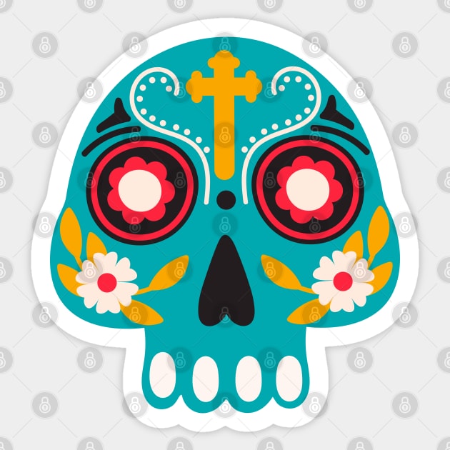 Dia de los muertes skull. Mexican Day of the Dead. Sticker by CoCoArt-Ua